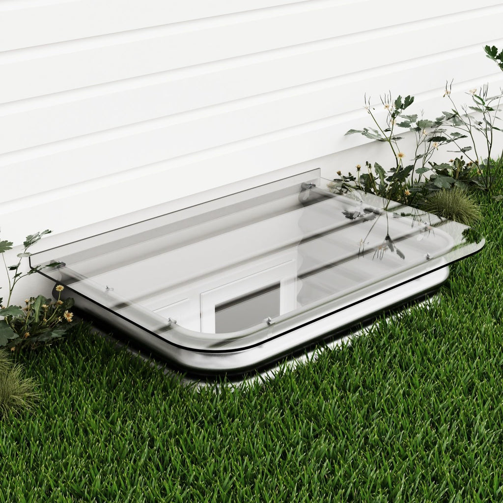 Egress Window Well Cover Outside 54" x 38", Heavy-Duty Polycarbonate Basement Covers-Double UV Coating, All-Weather