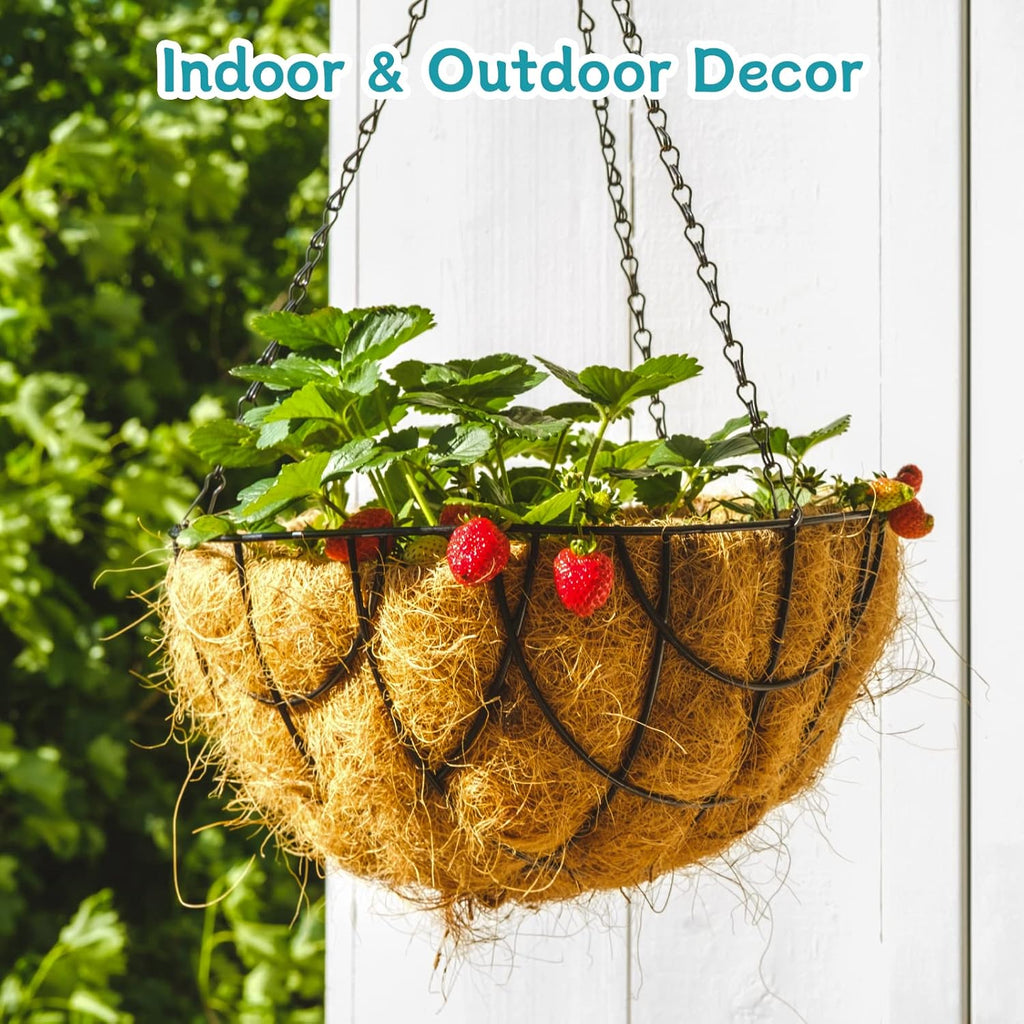 2 Pack 18 Inch Round Coco Liners Replacement, 100% Natural Coconut Coir Liners for Hanging Baskets, Garden Flower