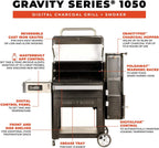 Gravity Series 1050 Smoker Grill - Digital Charcoal Combo Grill with Free App, 1,050 Cooking Square Inches in Black