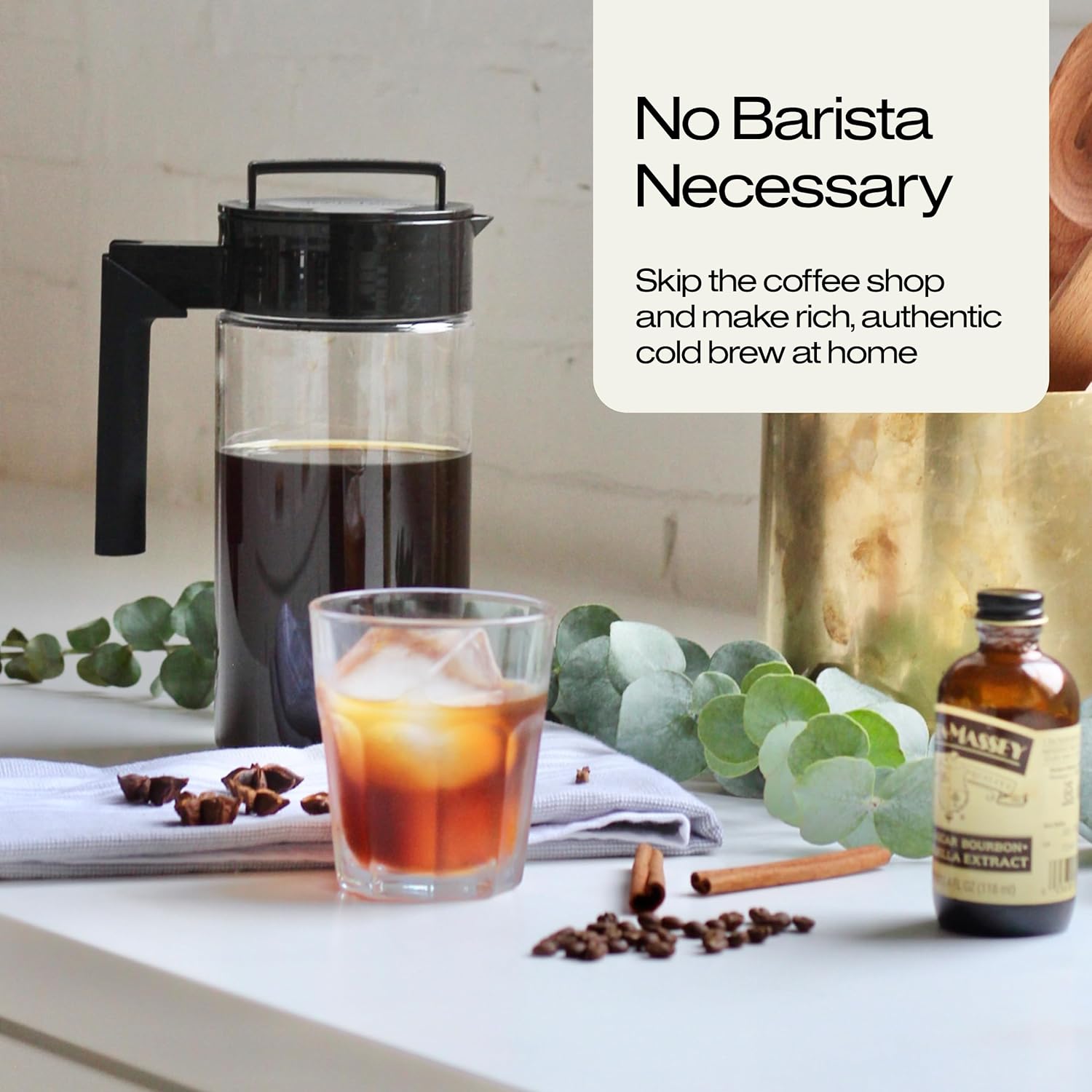 Deluxe Cold Brew Coffee Maker - BPA-Free Tritan Pitcher with Airtight Leakproof Lid, Silicone Grip Handle, Fine-Mesh