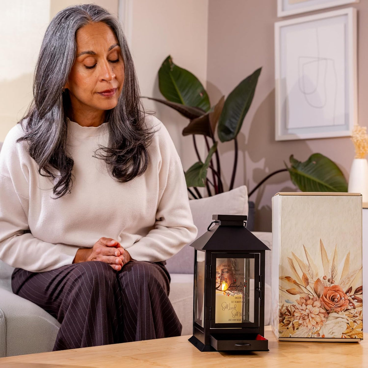 Memorial Lantern with Photo Frame & Keepsake Drawer | Ready-to-Gift Box