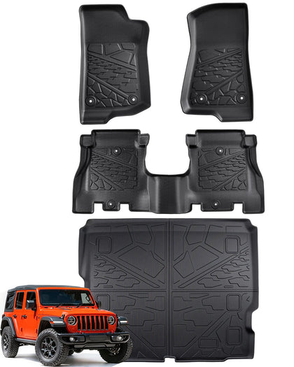 Floor Mats Cargo Liner for Jeep Wrangler JL 2018-2026 4-Door