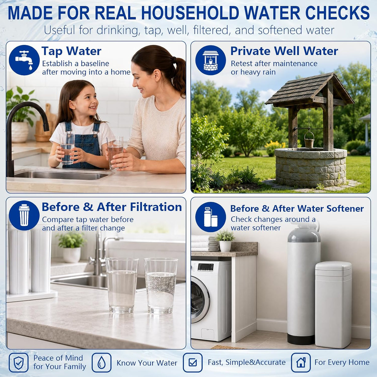 26 in 1 Water Test Kit for Drinking Water 158 Strips, Upgraded Home Water Testing Strips for Well & Tap Water