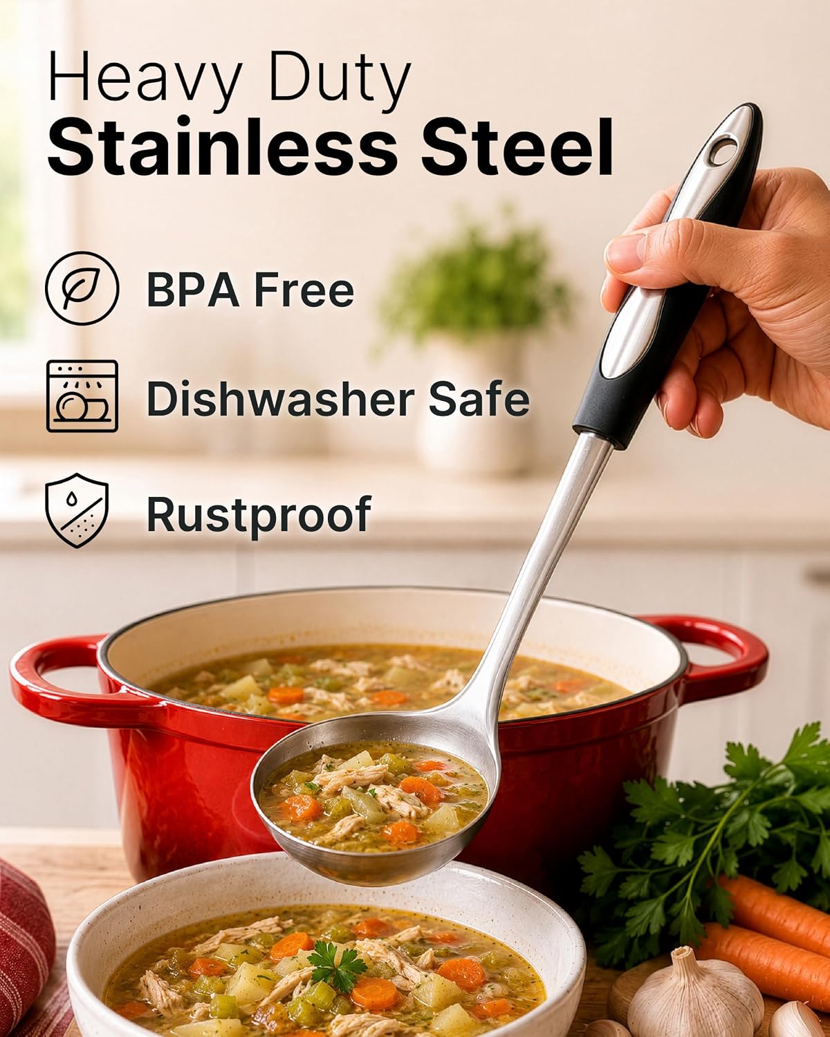 Stainless Steel Cooking Utensil - 12" Soup Ladle