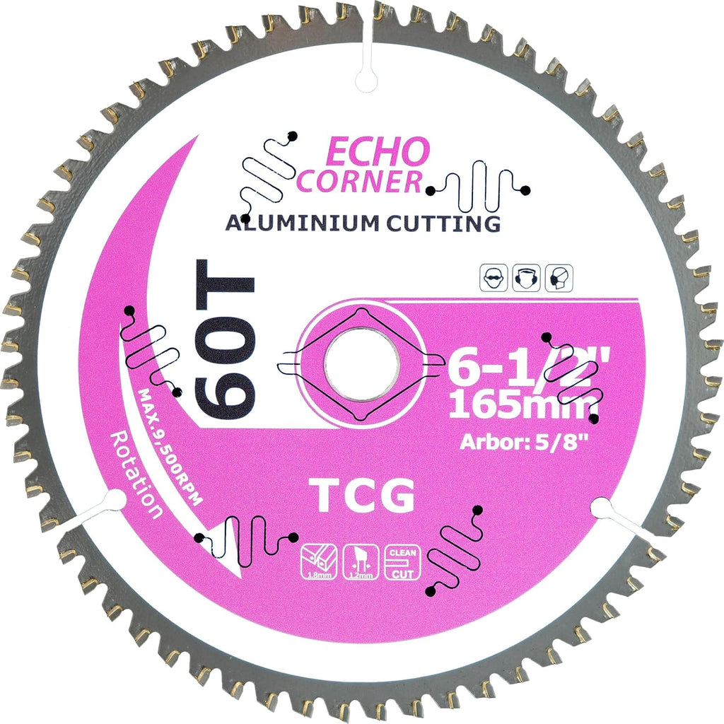 6-1/2" Aluminum Cutting Circular Saw Blade, TCG 60-Tooth, 5/8" Arbor
