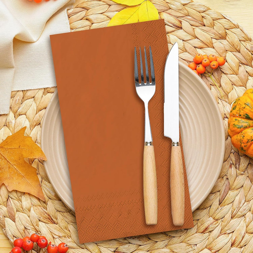 120Pcs Fall Guest Napkins 6 Autumn Colors Disposable Napkin Multi-Color Paper Dinner Hand Towels for Fall Harvest