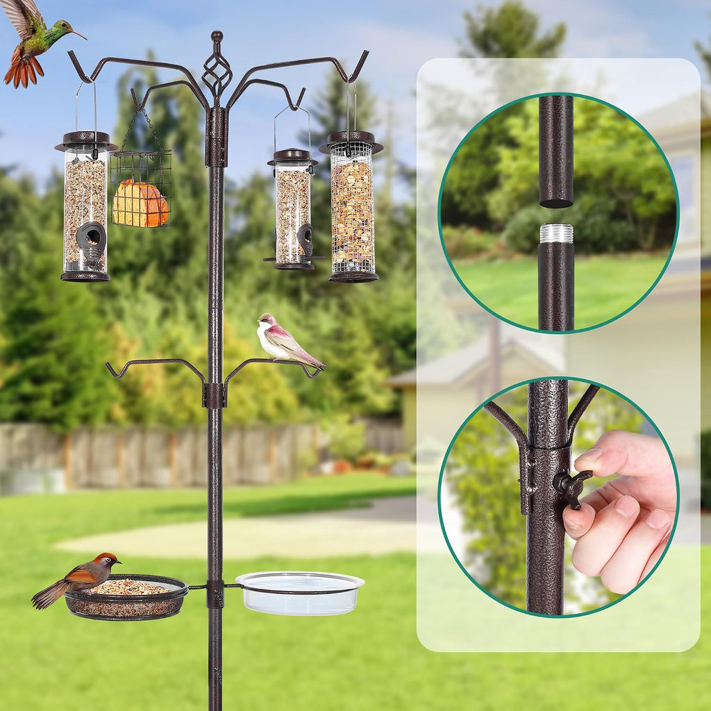 Bird Feeding Station Kit, 94 Inch Bird Feeder Pole for Outdoors