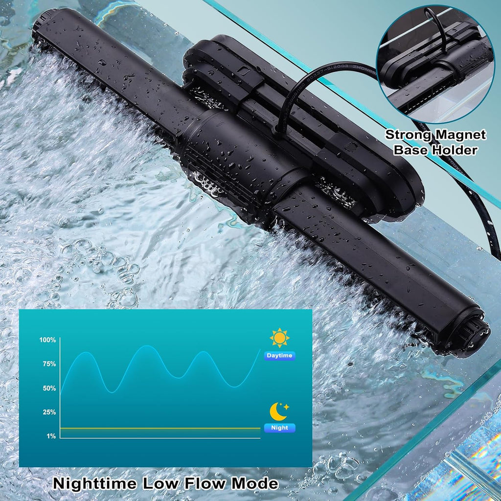 Intelligent Wave Maker for Aquarium, Saltwater Freshwater Circulation Pump Adjustable 6 Waves/Night/Feed/Wireless