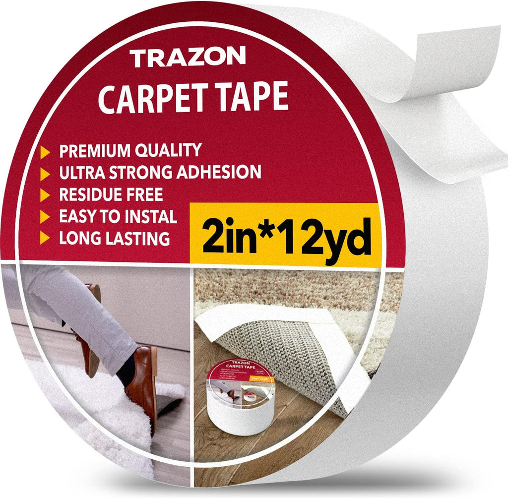 Carpet Tape Double Sided - Rug Tape Grippers for Hardwood Floors and Area Rugs - Carpet Binding Tape Strong Adhesive
