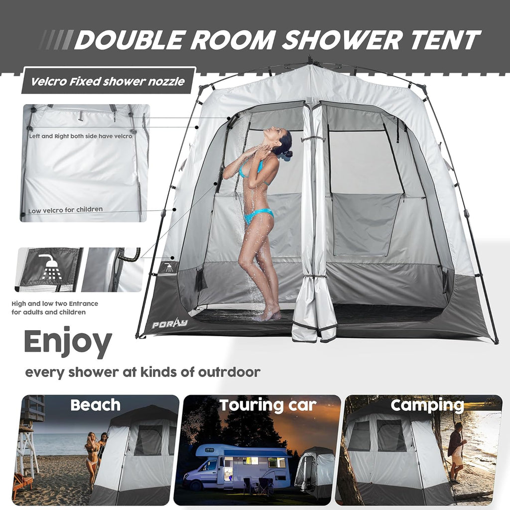 Camping Shower Tent Deluxe Changing Room Easy Set Up Privacy Shelter,Large Toilet Tent with Floor Drain Design for