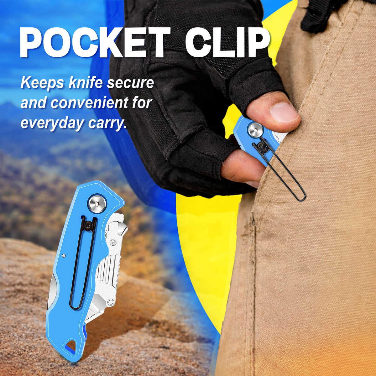 4Pack Box Cutter Retractable, Folding Utility Knife with 10 Blades