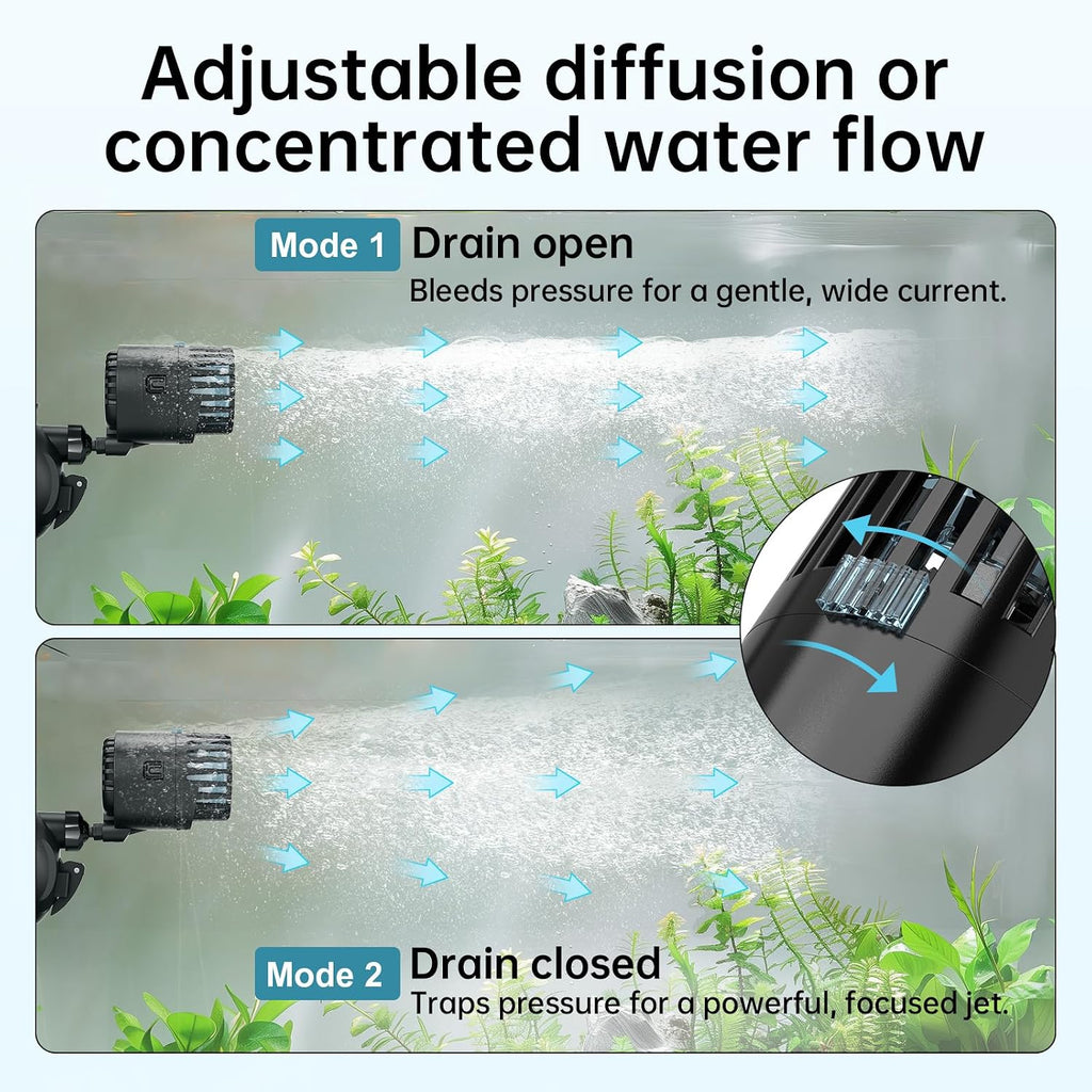 Aquarium Wave Maker 1200GPH with Powerful Suction Base Fish Tank Wavemaker Submersible Circulation Pump Powerhead