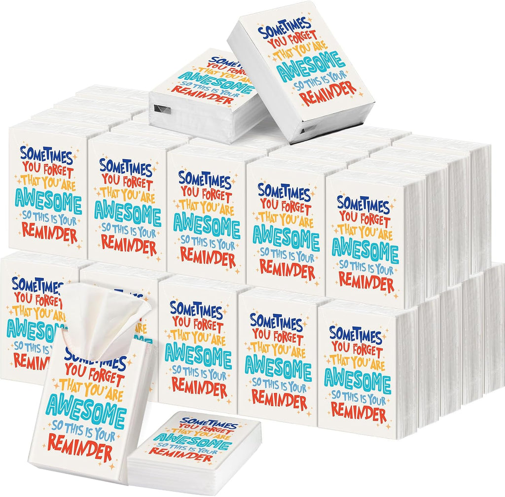 50 Pack Inspirational Pocket Tissues Travel Size for School Classroom
