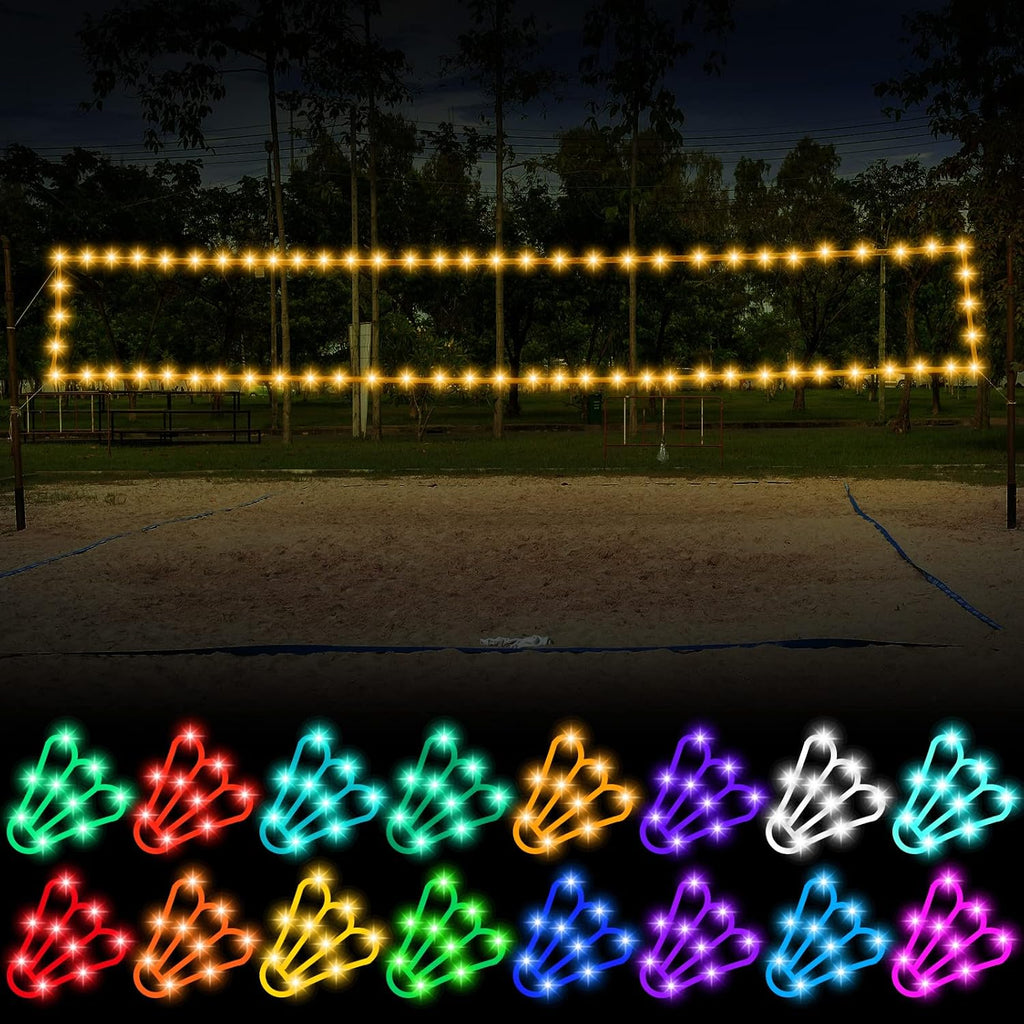 Volleyball Badminton Net Light 16 ft String Lights with Remote, 16 Colors 4 Modes LED for Backyard Volleyball