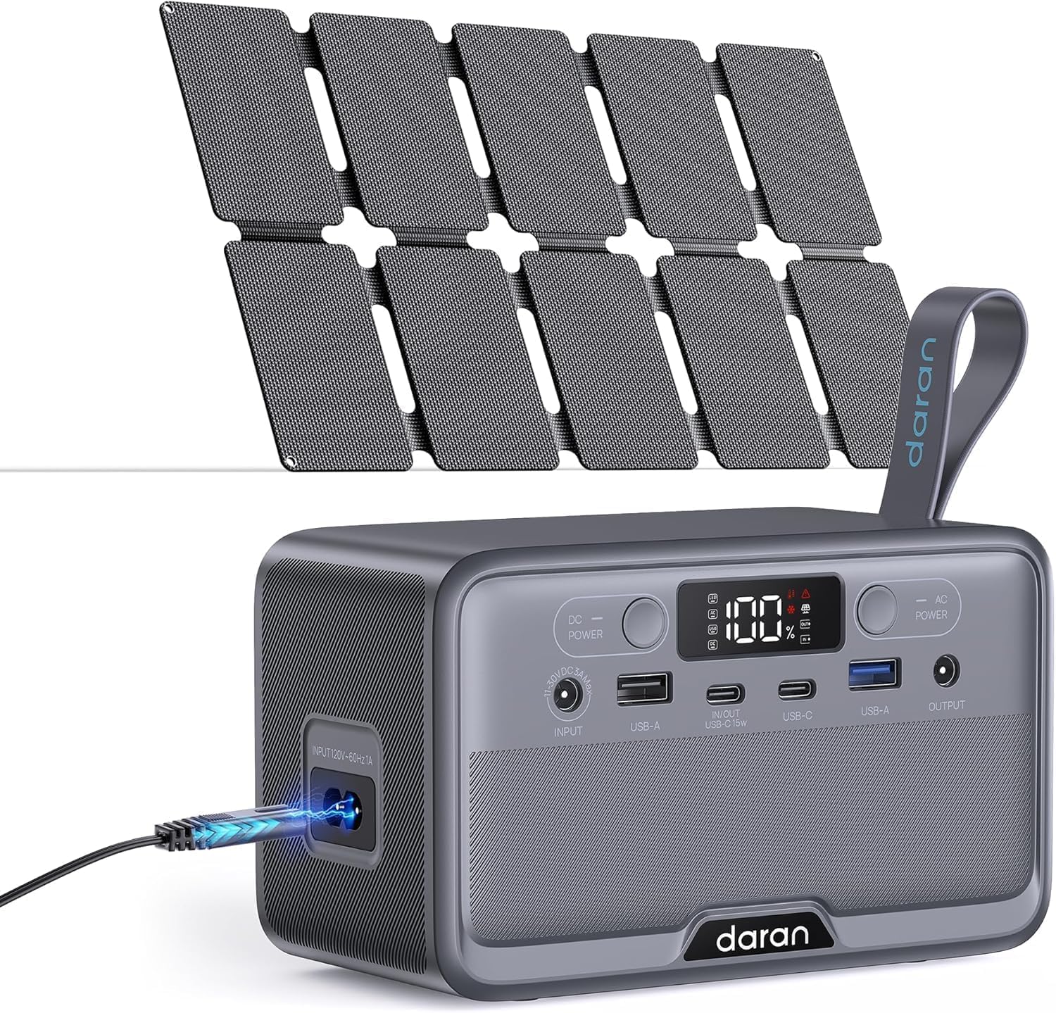 Portable Power Station 100W with 25W Solar Panel LiFePO4 Battery Power Bank with110V AC Outlets Solar Generator Fast