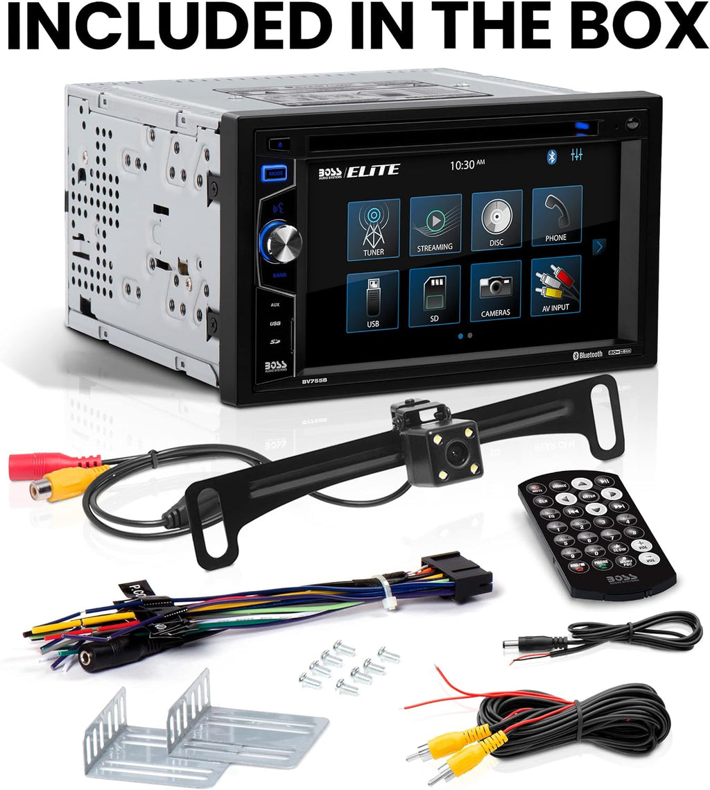 Elite BV755BLC Car Stereo System - 6.2 Inch Double Din Touchscreen, Bluetooth Audio & Calling Head Unit, Radio