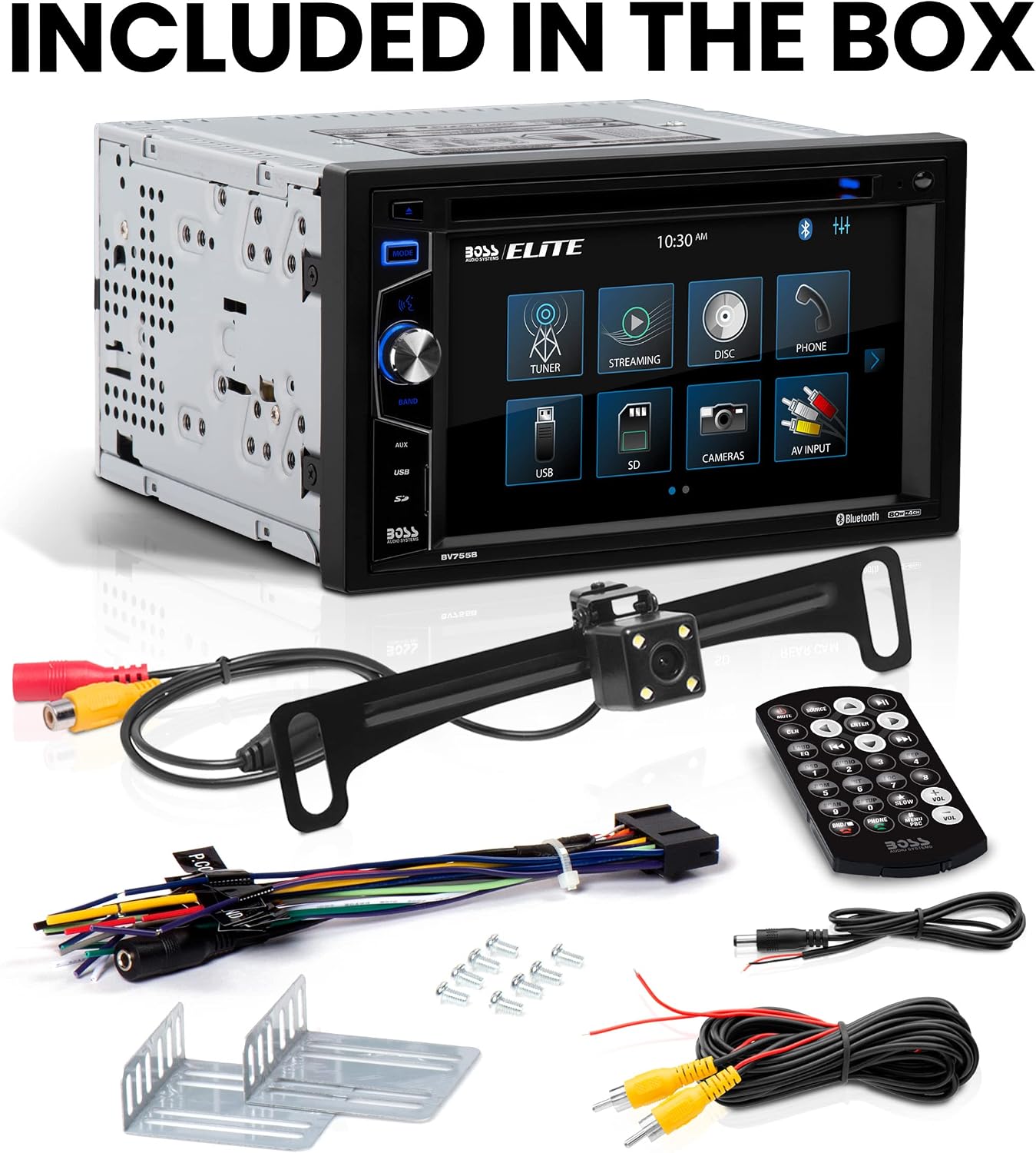 Elite BV755BLC Car Stereo System - 6.2 Inch Double Din Touchscreen, Bluetooth Audio & Calling Head Unit, Radio
