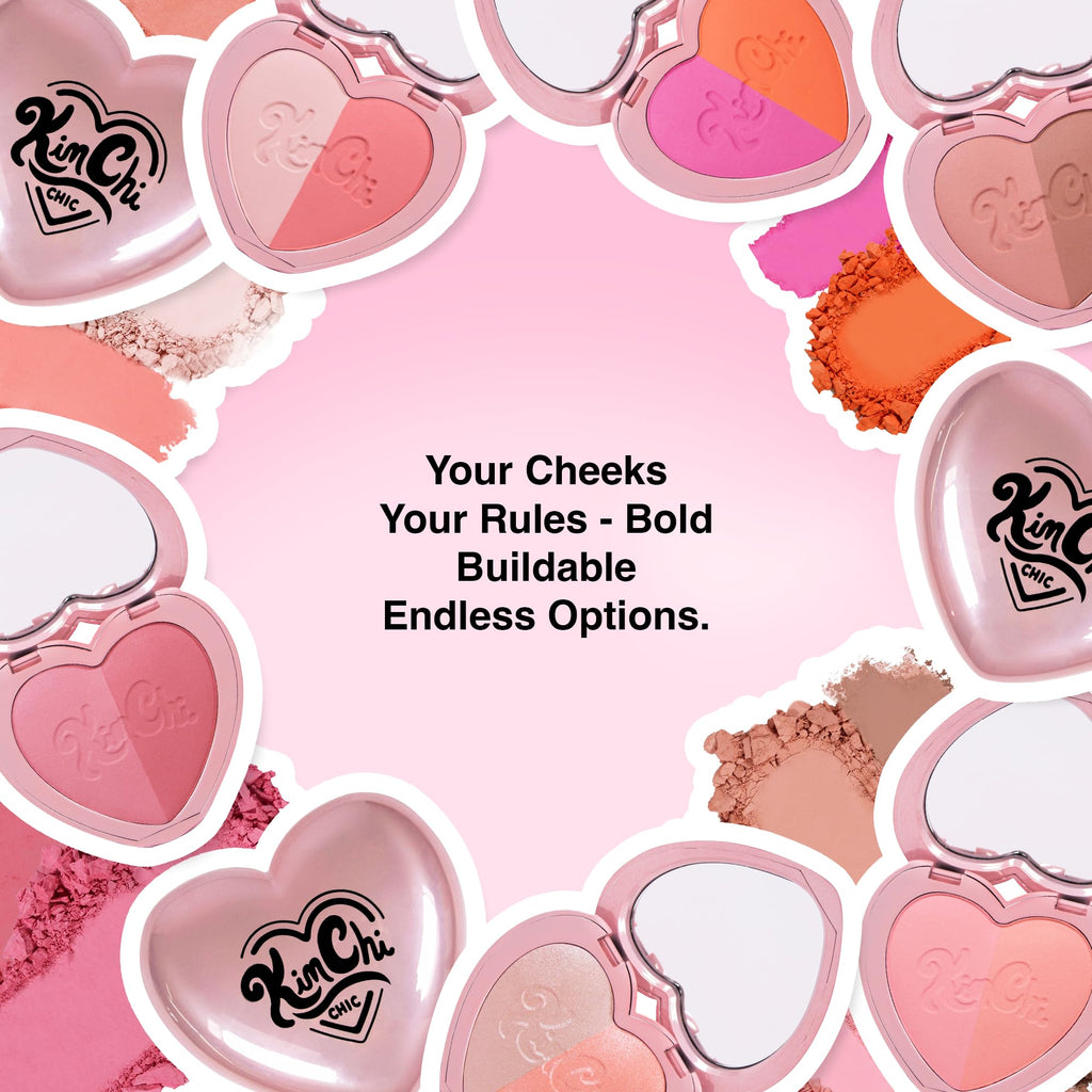 KimChiChic Beauty Thailor Blush Duo, Heart Compact Powder Blush for Cheeks