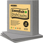 Swedish Dishcloths, 10 Pack Absorbent Dish Towels for Kitchen, Multipurpose Cellulose Sponge Cloths, Reusable