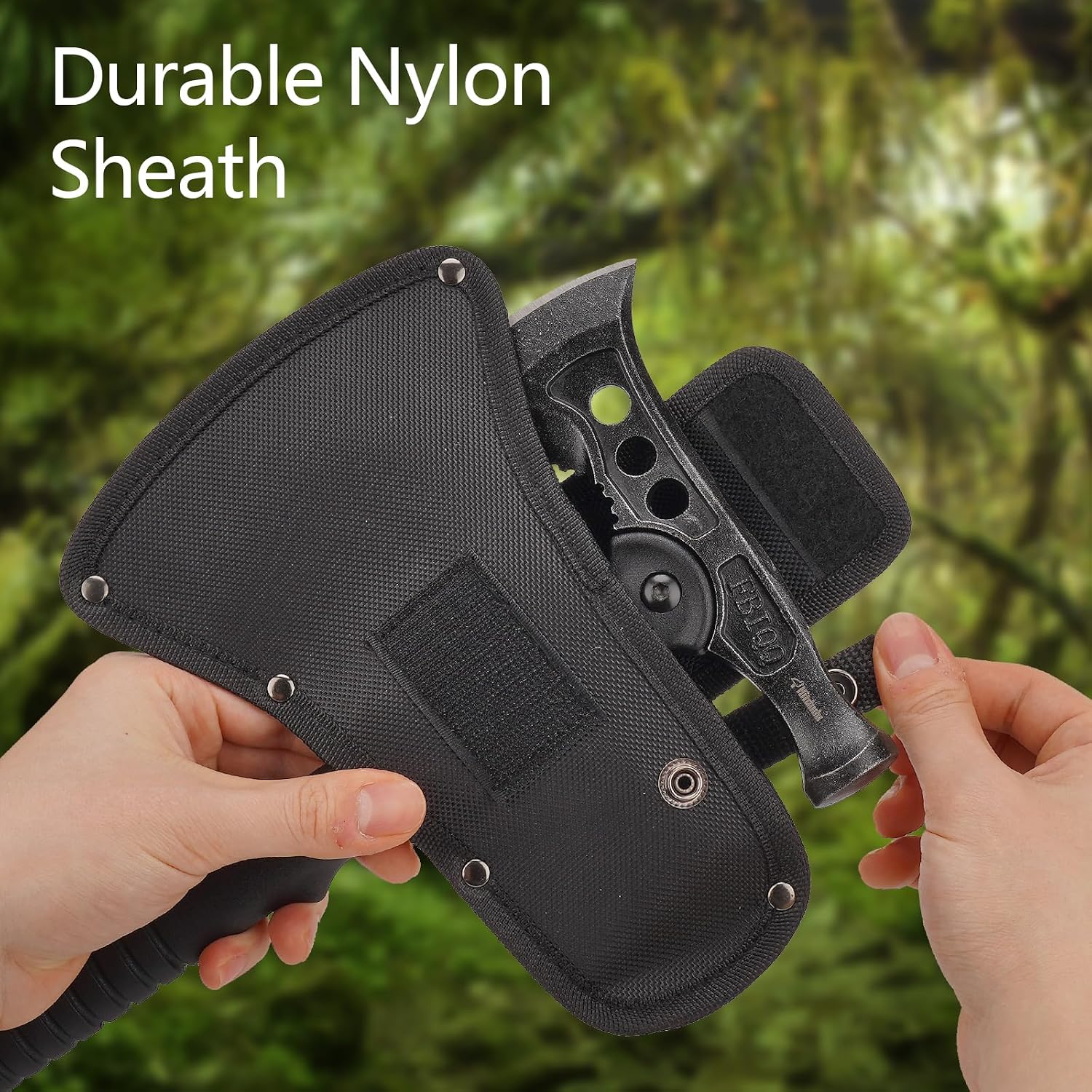 Camping Axe, Survival Chopping Hatchet with Sheath, Tactical Tomahawk with Hammer, Nylon Fiber Handle for Outdoor