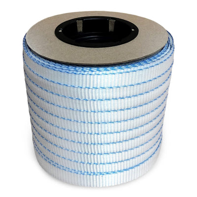 3/4" x 250' Mini Woven Cord Strapping Roll of 6" x 3" Core Size, 2400 lbs Break Strength, White (Pack of 1) - Poly