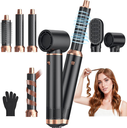 5 in 1 Blow Dryer Brush Set, Detachable Hot Air Styler & Hair Dryer Brush for Women, Negative Ion Blowout Brush with