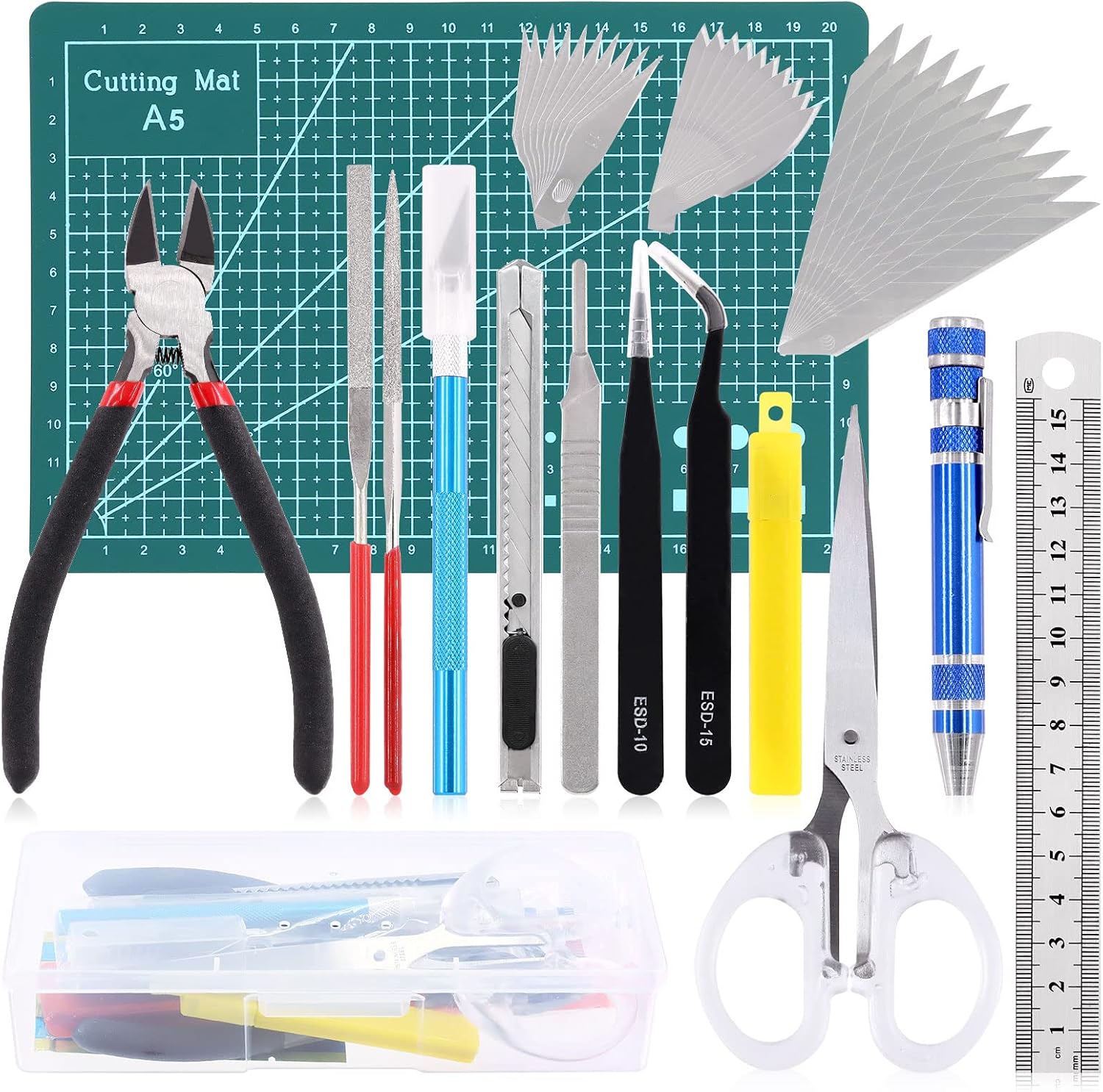 39Pcs Model Tools Kit Model Building Tools Hobby Model Tools Modeler Basic Tool Model Kit Crafts Tools Universal for