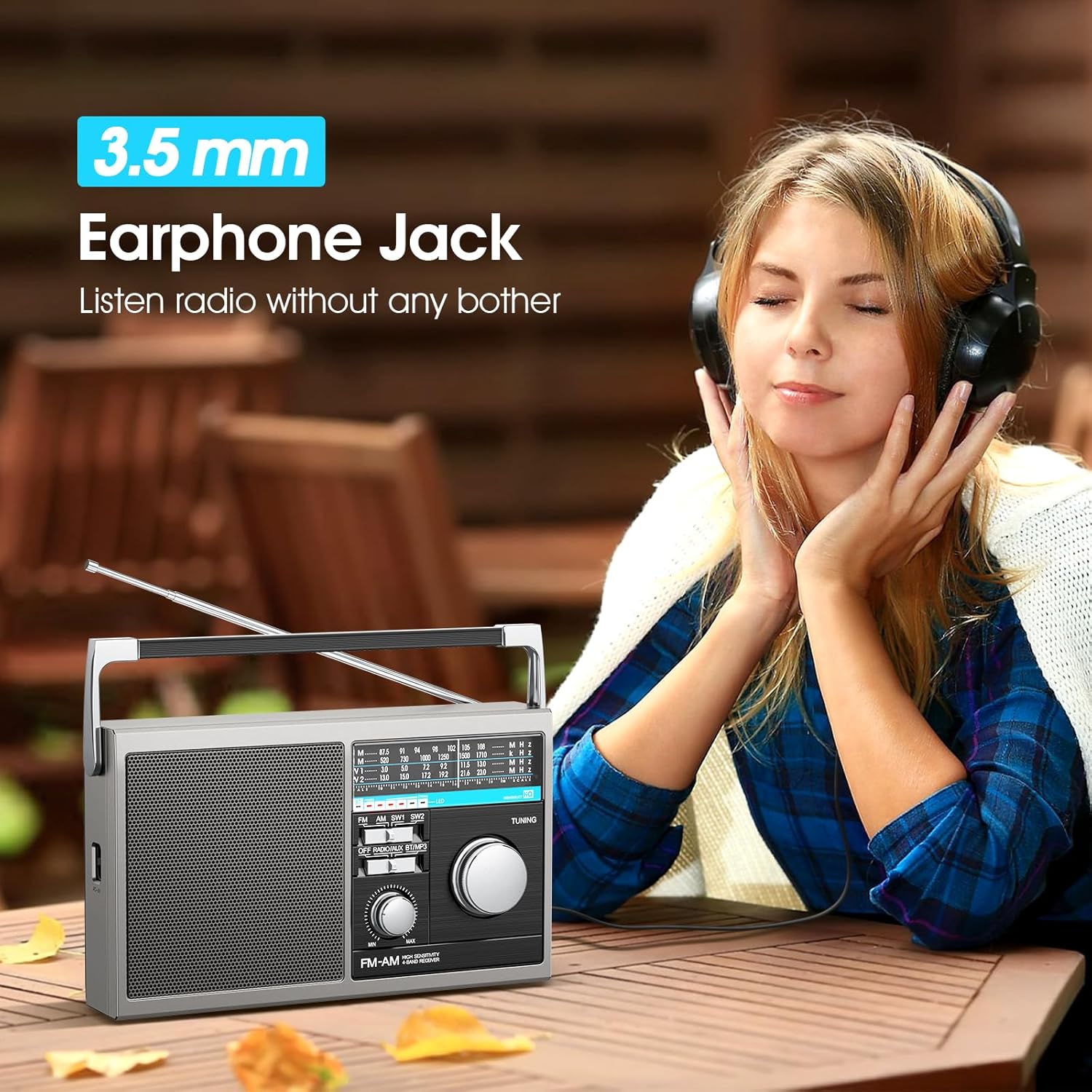 Portable AM FM Radio, Shortwave Transistor Radio with Best Reception, Battery Operated or AC Power Retro with Big