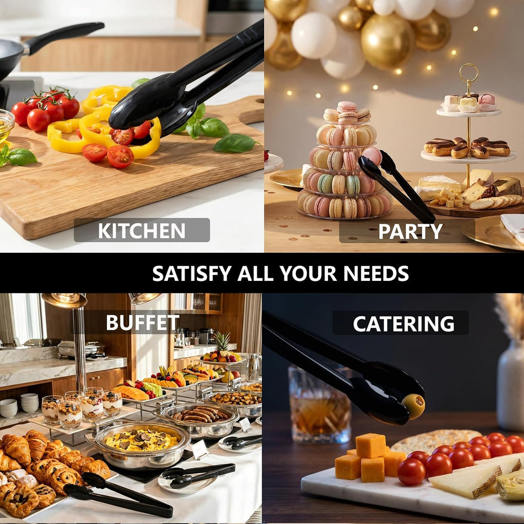 Plastic Serving Tongs Disposable Kitchen Tongs for Food Salad | 9 Inch Heavy Duty, BPA free, 24 Pcs, Perfect for