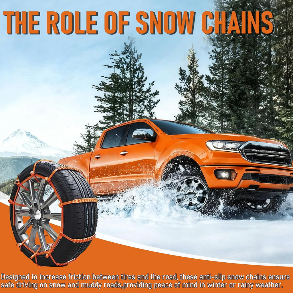12 Pcs Reusable Snow Chains，Universal Emergency Adjustable Anti-skid Tire Chains Fit for Universal Winter Car Truck