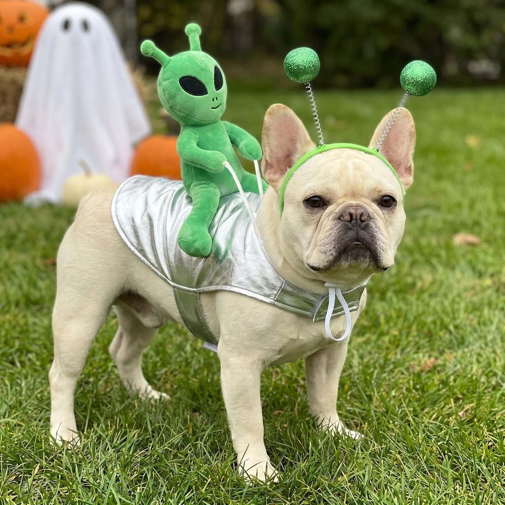 Halloween Alien Dog Costume Outfit Headband for Small Large Dog S