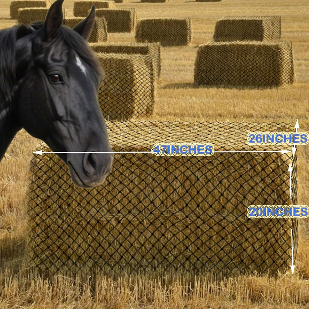 Slow Feed Hay Net,Square Bales Hay Net for Horses,HDPE Ropes,47x25x17"
