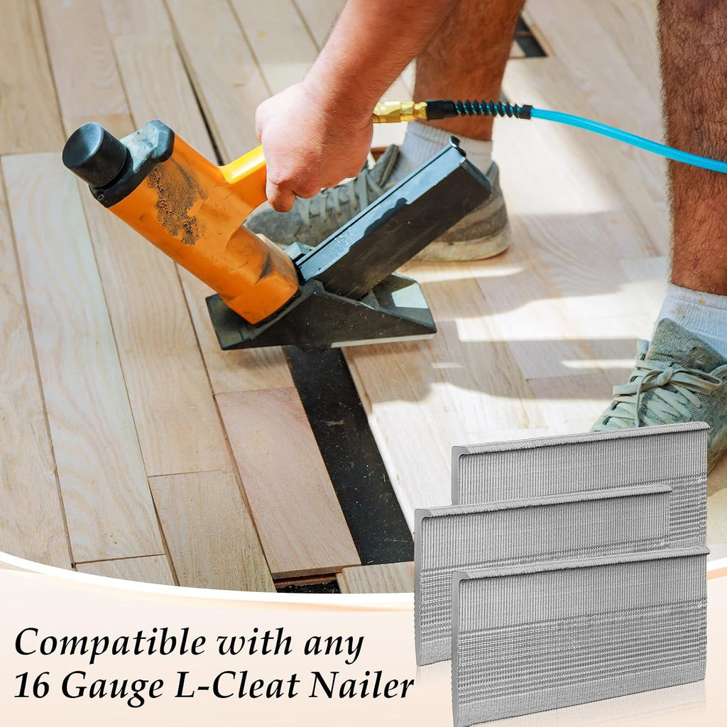 3000 Counts 16 Gauge L Cleat Flooring Nails, 2 Inch Hardwood Floor Cleats, 16ga Hardened Steel Fasteners for Flooring