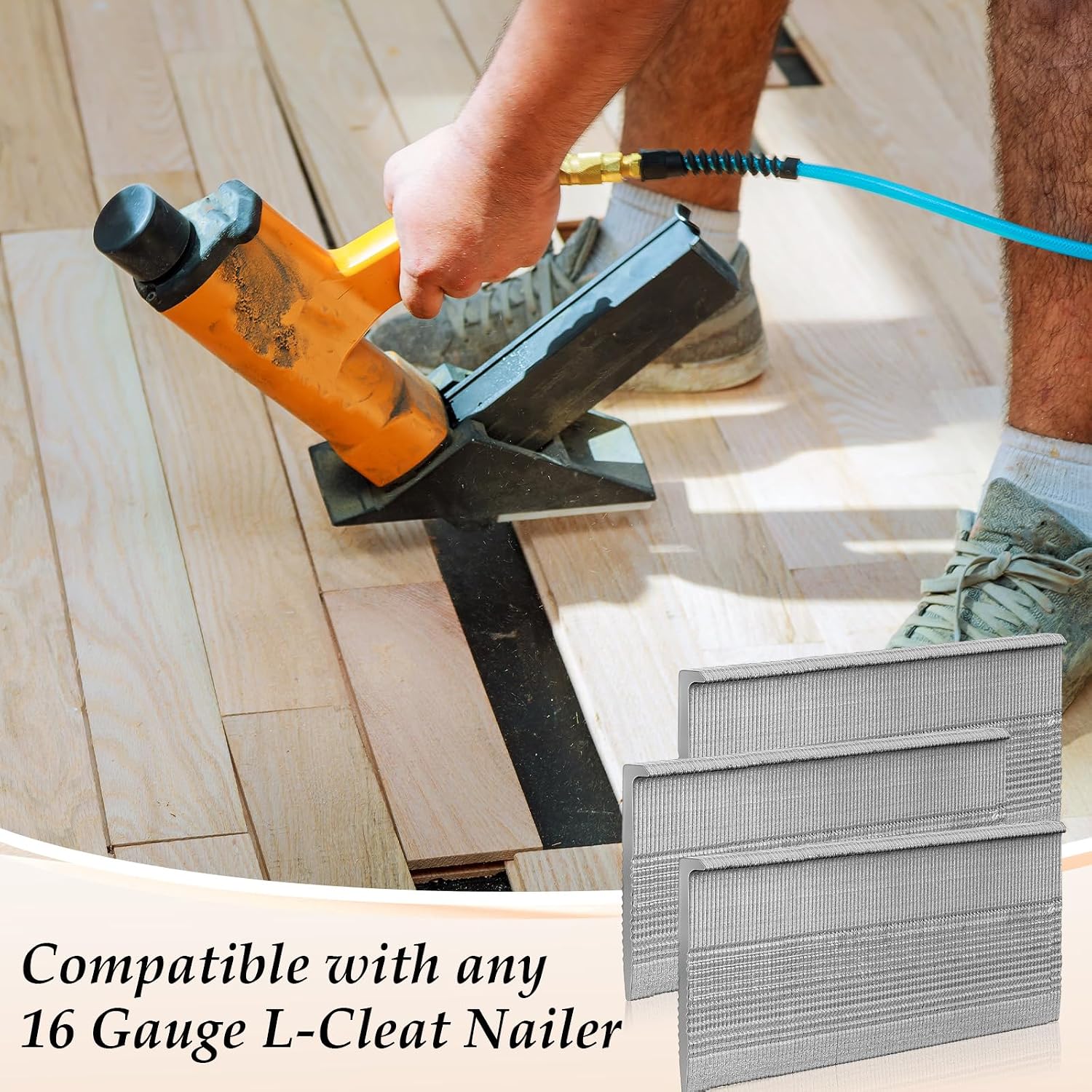 3000 Counts 16 Gauge L Cleat Flooring Nails, 2 Inch Hardwood Floor Cleats, 16ga Hardened Steel Fasteners for Flooring
