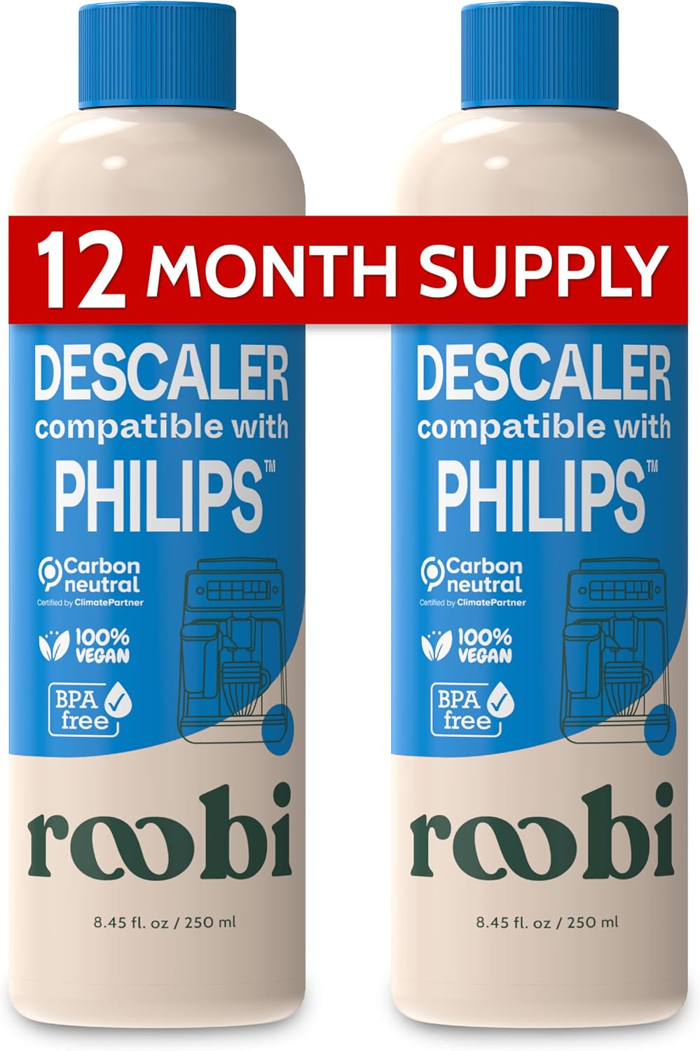 Roobi Philips Compatible Descaling Solution & Cleaner, 2 Pack