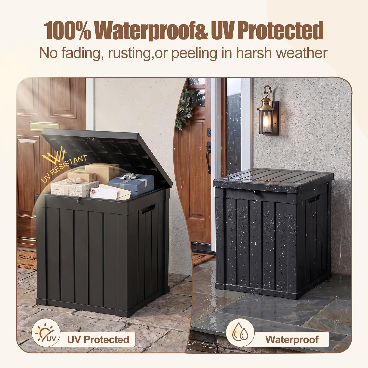Package Delivery Boxes for Outside, 80 Gallon Outdoor Storage Box | Waterproof & UV Protected, Parcel Drop Box for