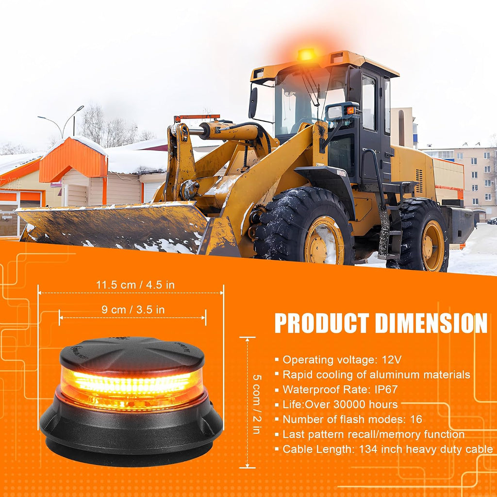 LED Amber Strobe Beacon Lights, Safety Warning Emergency Hazard Rotating Flashing Lights for Forklift Truck, Tractor
