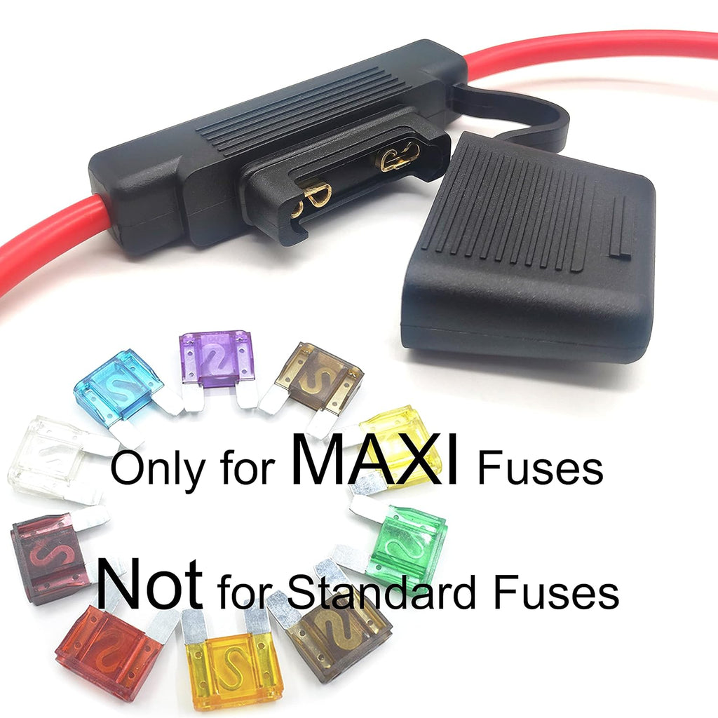 VANTRONIK Waterproof Maxi Inline Fuse Holder 8 Gauge 16-inch Long, 2 Pack