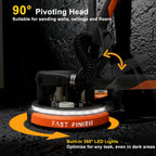 Drywall Sander with Vacuum, 780W 7-Speed Popcorn Ceiling Removal Tool | 95% Dust-Free, LED Light, 5.5ft Telescoping