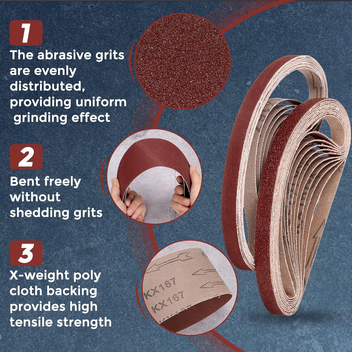 5 Pcs Sanding Belts 6 x 89 Inch 100 Grit Aluminum Oxide