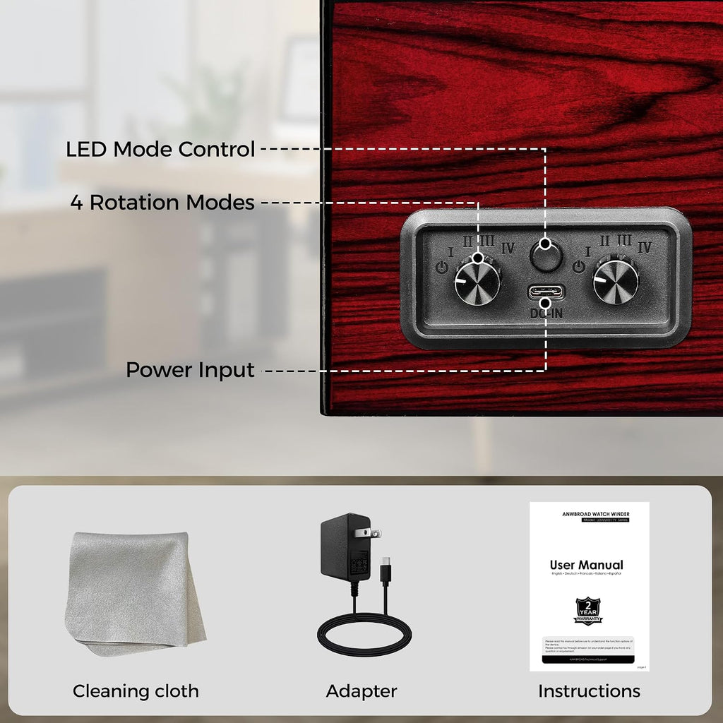 Watch Winders For Automatic Watches, Watch Turner For Automatic | Automatic Watch Winder Box With Led Light,4 Watch