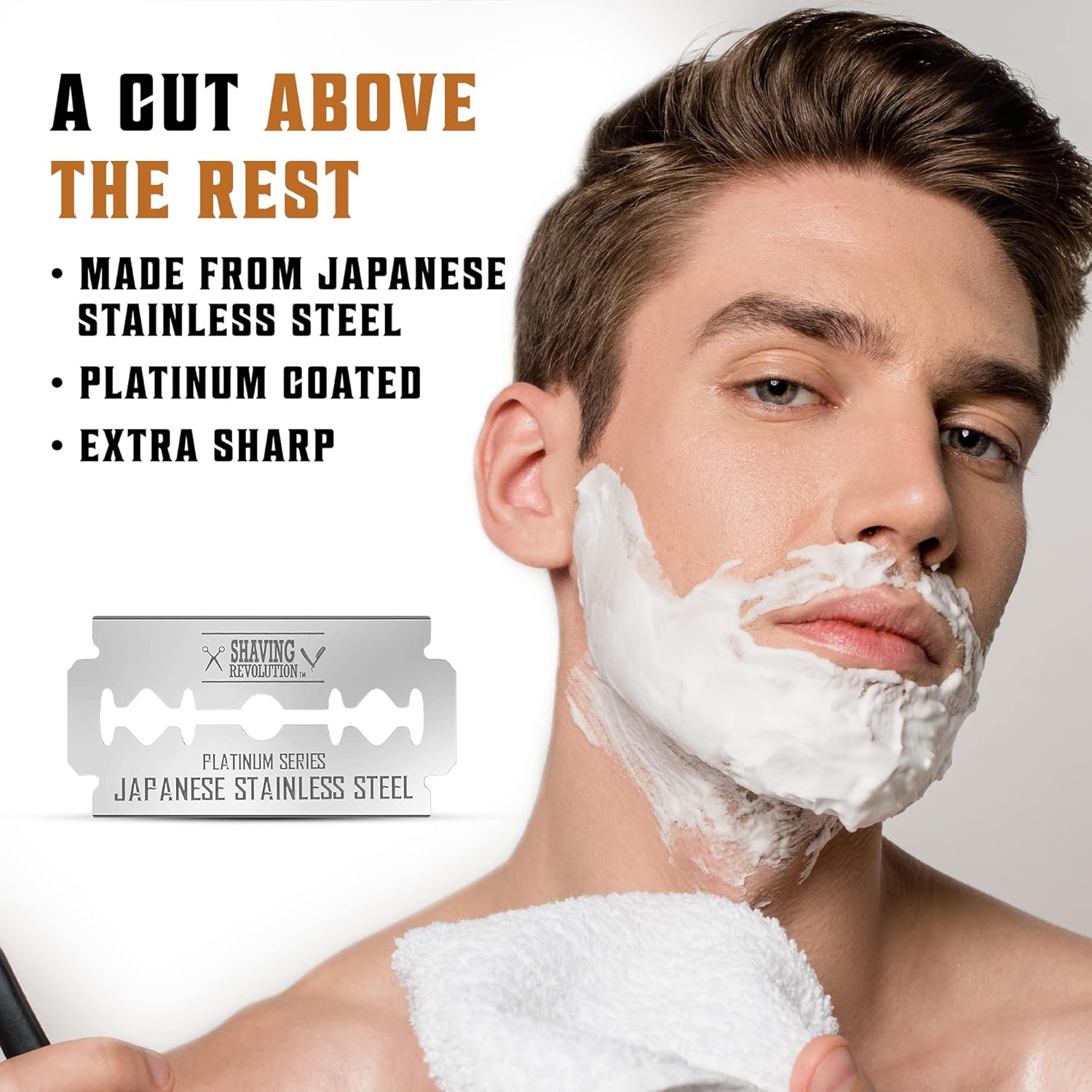 Double Edge Razor Blades - 50 Count | Platinum Japanese Stainless Steel - Smooth, Precise & Clean Shave - Fits