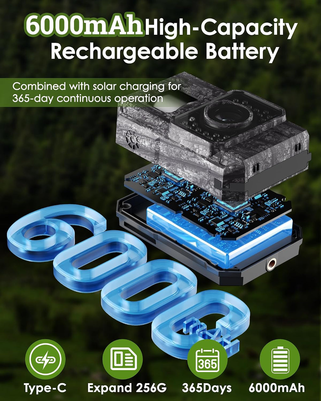 Solar Trail Camera, 4K 64MP WiFi Bluetooth Night Vision Game Camera | Trail Cam with Night Vision Motion Activated
