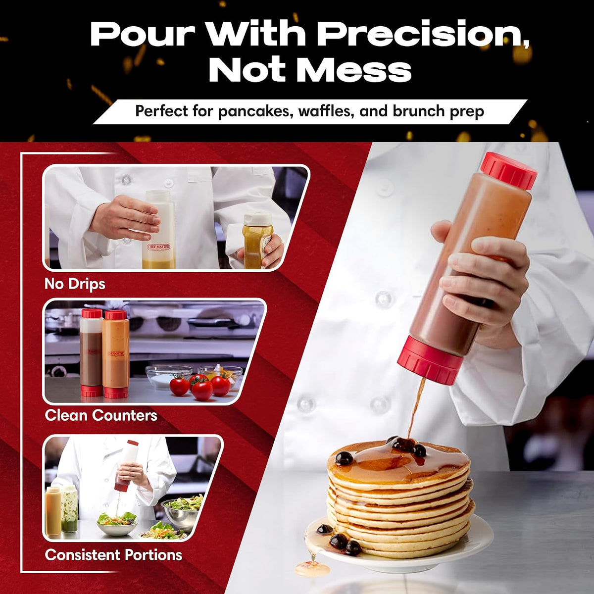 Squeeze Bottle for Sauces, Inverted FIFO Dispenser, 20oz
