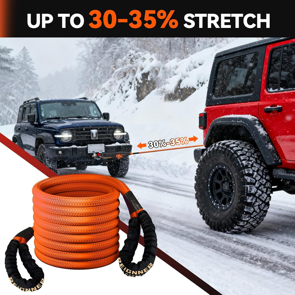 Kinetic Recovery Rope 1" x30ft Tow Rope with Soft Shackles