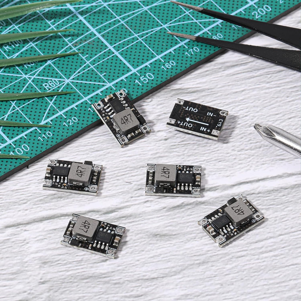 6 Packs 5V Buck Converter Module, 5V-30V to 5V DC DC Voltage Regulator Mini MP1584EN DC-DC 3A Power Supply Adjustable Module PCB Board Power Buck Modules