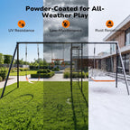 Swing Sets for Backyard with Monkey Bars, Belt Swing, Platform Swing, Climbing Net, Trapeze Bar, Outdoor Playset for