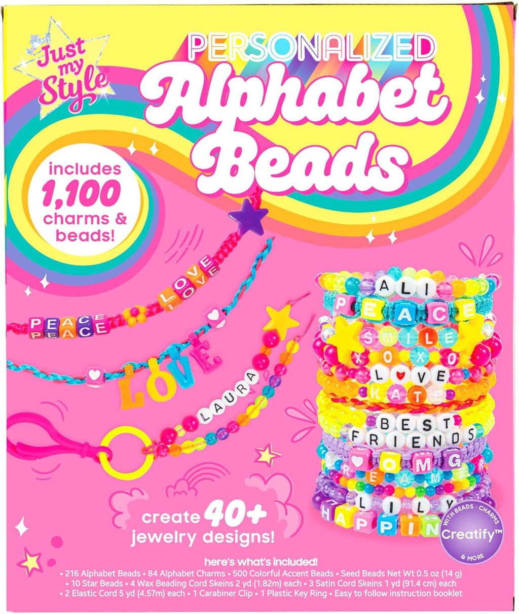 ABC Beads by Horizon Group Usa, 1000+ Charms & Beads, Alphabet Charms, Accent Seed Star Wax Beading Cord, Satin Cord