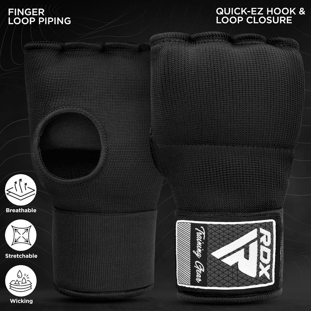 Gel Boxing Hand Wraps Inner Gloves Men Women, Quick 100cm Long Wrist Straps, Elasticated Padded Fist Under Mitts