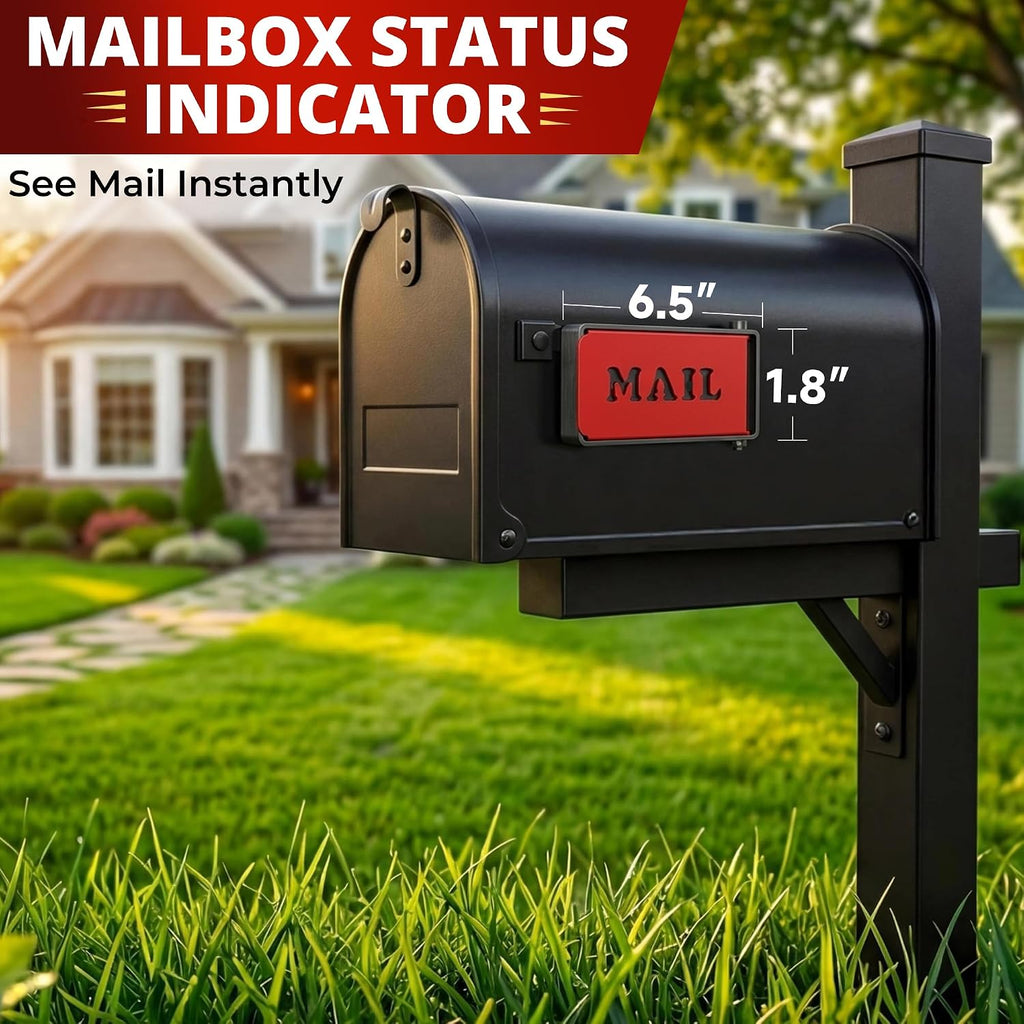 Mailbox Flag Replacement Kit Metal Front Mount Red Mailbox Flag for Brick, Stone Mailboxes | Mail Alert Flag |